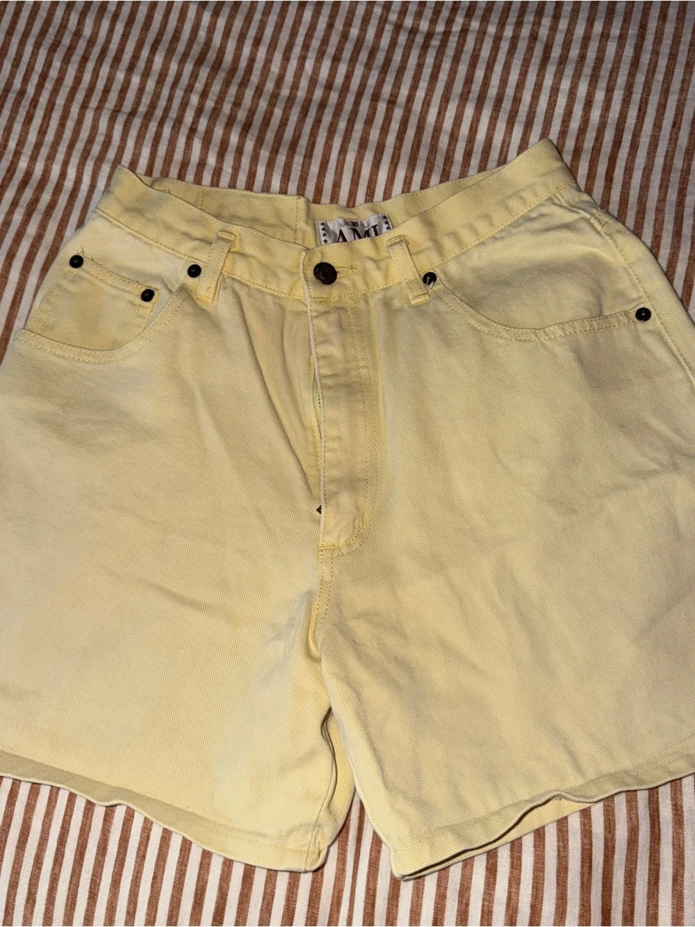 Ami Men's Pale Yellow Denim Shorts